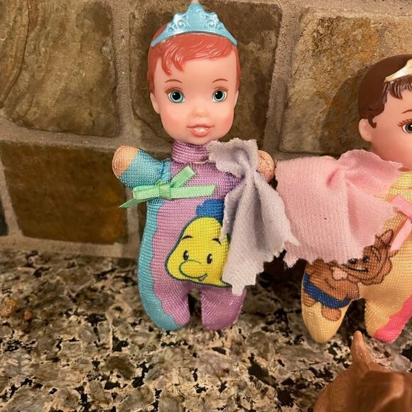 Vintage Disney Tolly Tots Cinderella Belle and Ariel 4 inch Plush Dolls - Picture 3 of 11